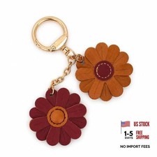 PU Leather Flower Keychain Bag Charm for Women - Sunflower Purse Charm for