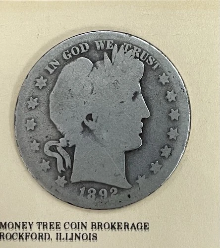 1892-S Barber Half Dollar 50c Key Date Almost Good details