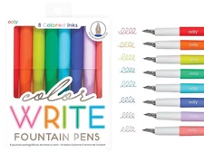 Ooly Color Write Colorful Fountain Pens - Colored Ink Fountain Pens - Pack of 8