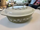 PYREX Spring Blossom (aka Crazy Daisy) Oval Casserole w/Lid #045 Kitchen Vintage