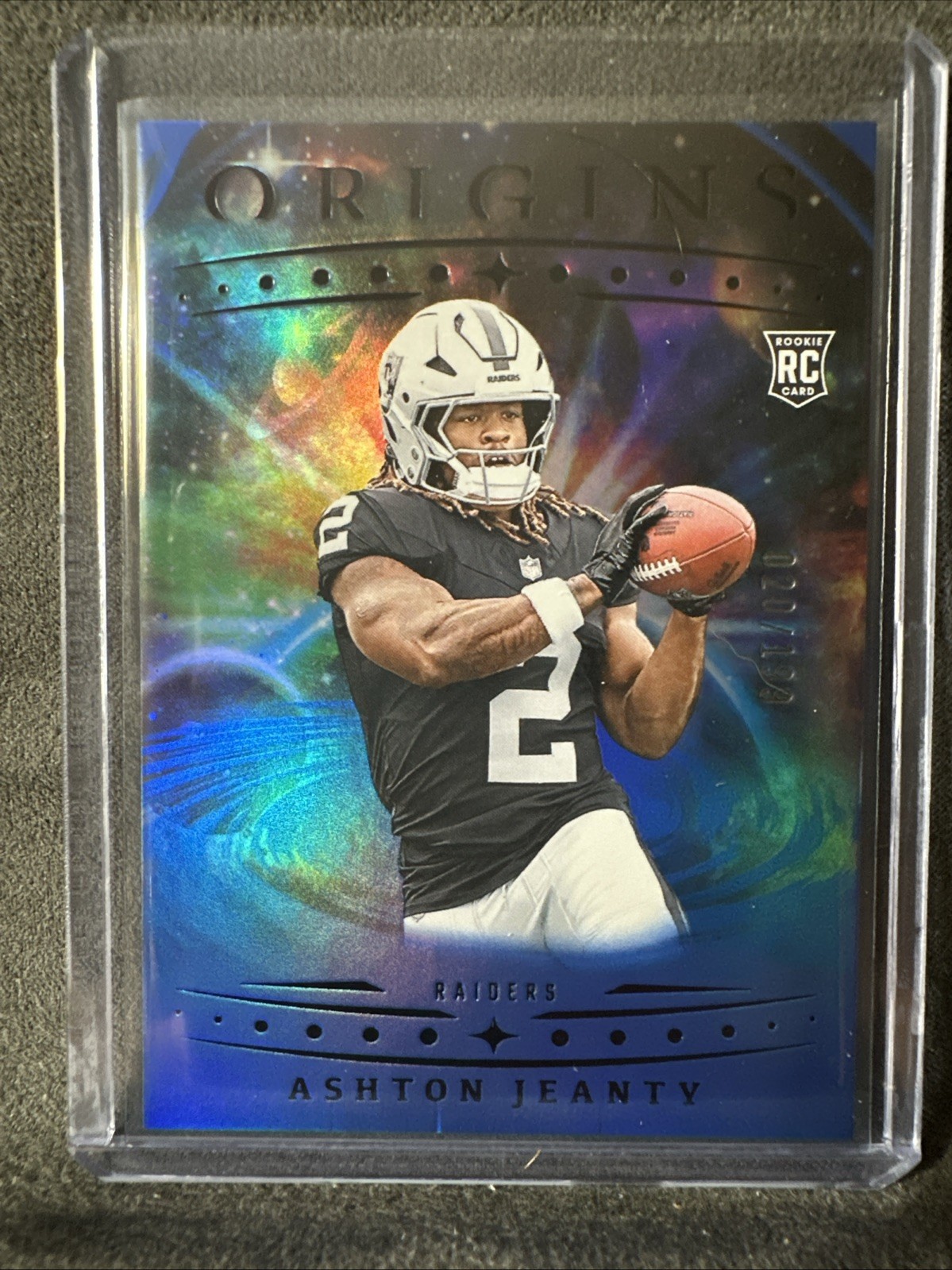 2025 Panini Origins - Rookies Ashton Jeanty #139 Holo Blue /199 (RC) Raiders