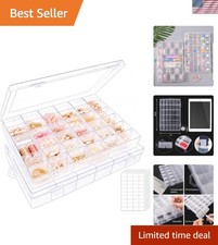 Elegant 2-Pack Clear Bead Organizer with Adjustable Dividers for Crafting