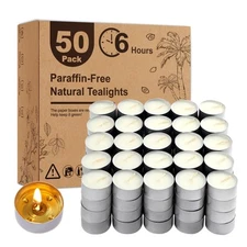 Tea Lights Candles 50 Pack,Unscented White Votive Bulk,6 Hours Burning Time,L...