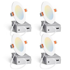 4 Pack 4 Inch 5CCT Ultra-Thin LED Recessed Ceiling Light with Junction Box, 2...