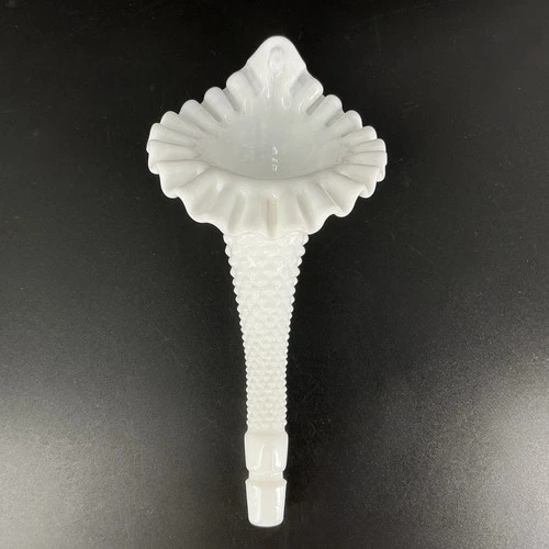 Vintage Fenton Epergne Horn ONLY White Milk Glass Hobnail Ruffled REPLACEMENT