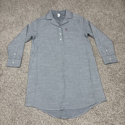 Levi Strauss Gray Striped Long Sleeve Shirt Dress Size Medium