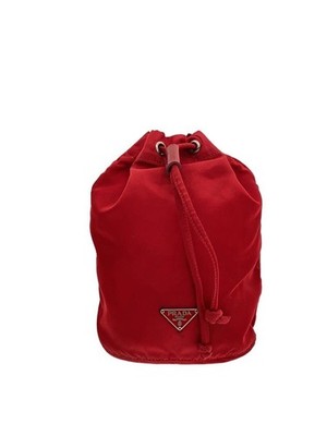 PRADA Triangle Logo Drawing Bag Nylon RED