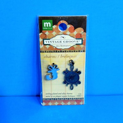 2010 MAKING MEMORIES RARE VINTAGE GROOVE ''J'' CHARM Jill Schwartz Sterling Plated