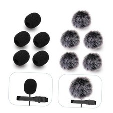 Microphone Cover Furry Windscreen Foam Cover Set for Lavalier Lapel grey