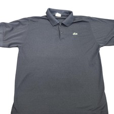Lacoste Polo Shirt Mens Large Black Croc Logo Cotton Knit Casual Short Sleeve