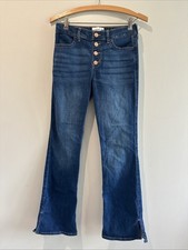 Abercrombie Kids High Rise Flare Pull On Jeans Size 13/14 TALL Blue Stretch