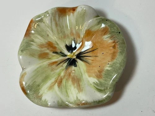 Vintage Stangl Pottery   Pansy Tea Bag Holder Trinket Jewelry & Ring Dish