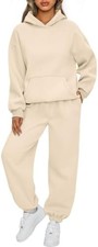 Women's Cozy Fleece Lounge Set Hoodie Joggers with Pockets Fall Y2K Streetwear