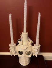 Day Of the Dead Dia De Los Muertos Ceramic Candle Holder Plus Candles-NWT