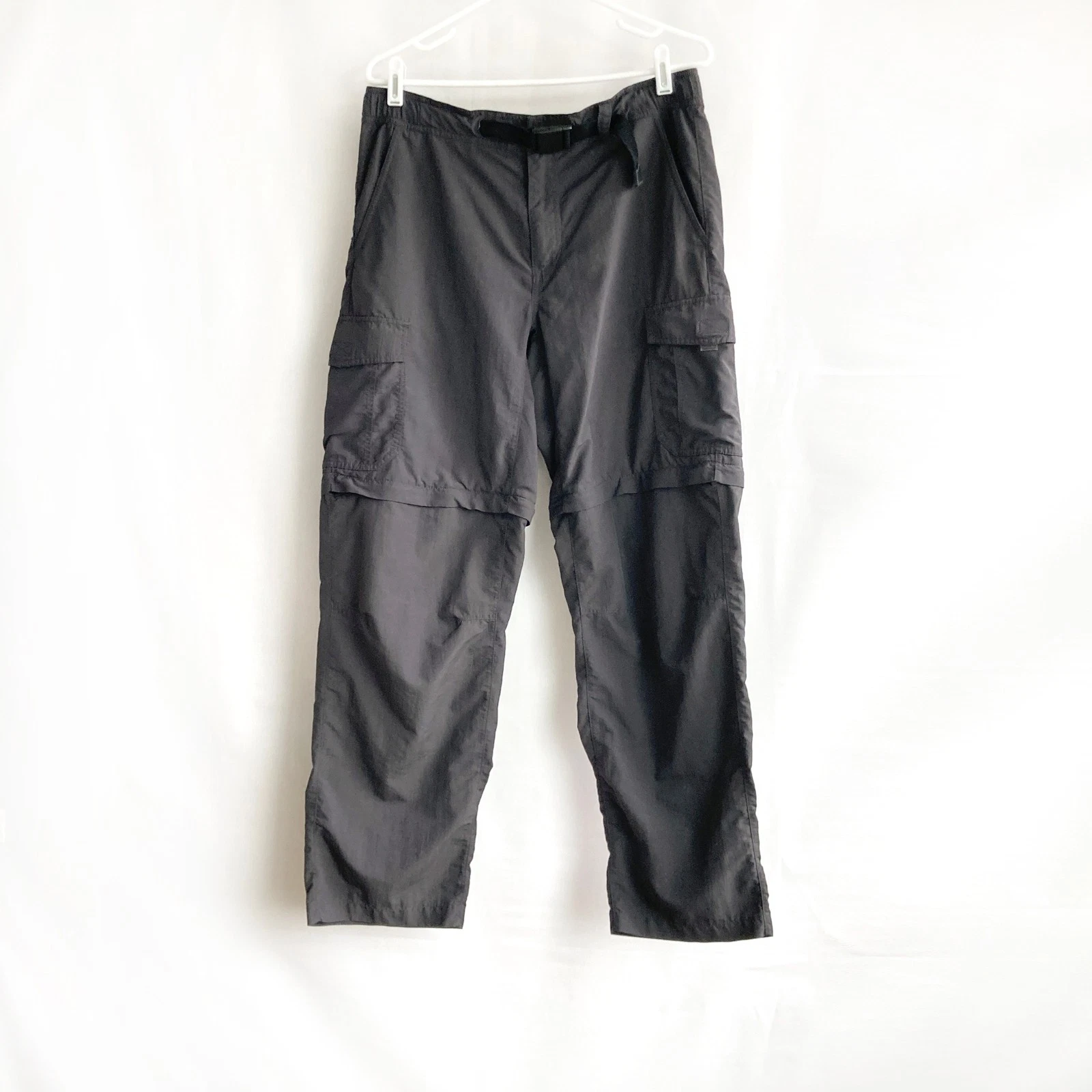 Eddie Bauer Travex Pants Mens sz 32/33 Black Convertible Belt Hiking Gorpcore