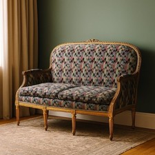 Canapé Ancien Style Néoclassique Bois Gravé du XIXe Siècle Original