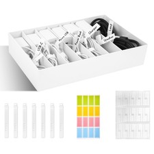 Cable Organizer Box with Wire Ties and Labels, Charger Cable Cord Storage Org...