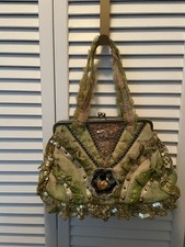 Vintage Satin Beaded Purse With Chain Strap