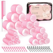 4 Sizes SelfGrip Hair Rollers Set for Long, Short Hair and Bangs 50 Pcs with...