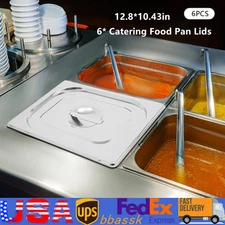 6pcs Catering Food Pan Lids Commercial Stainless Steel Food Pan Lid Seamless Lid