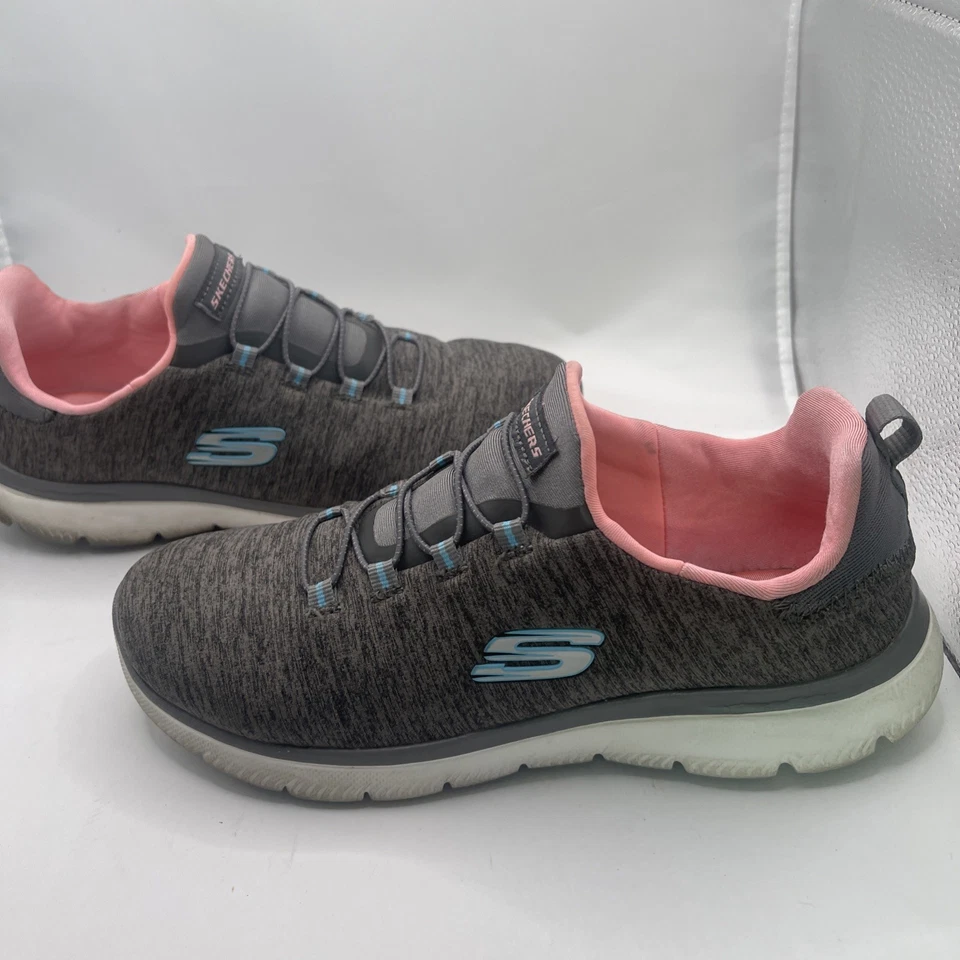 Women's Skechers Sport Memory Foam Lite-Weight  Gray And Pink A Level Shoes 7.5 - Image 2 of 4