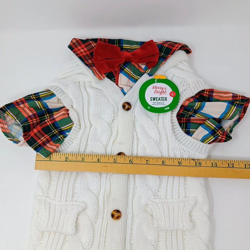 MERRY & BRIGHT Collection LARGE Christmas SWEATER Pet Apparel 17.5" x 10.5" NWT - Image 3 of 4