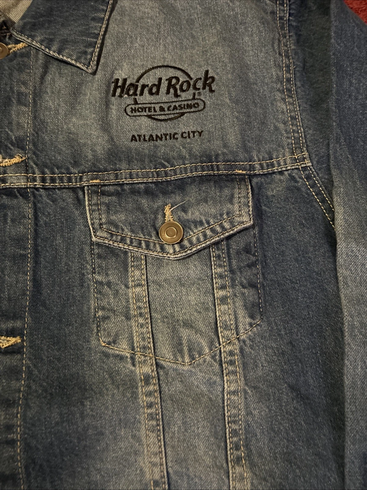 HARD ROCK CASINO Atlantic City Denim Jean Jacket BRAND NEW WITH TAGS SZ LARGE image 7