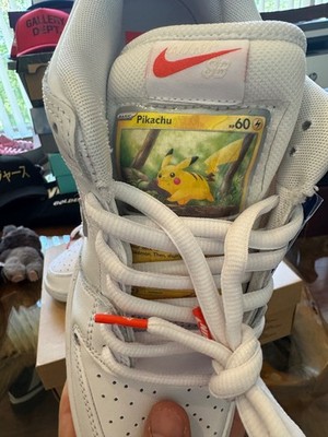 Nike Dunk Low SB Triple White POKEMON CUSTOM (Charizard, Pikachu, Bulbasur,  Evee