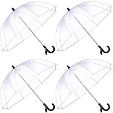 4 Pcs Kid's Clear Bubble Umbrella Transparent Umbrella with an Easy Grip Hand...