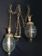 Vintage Clear Glass Swag Lamp with Light Diffuser