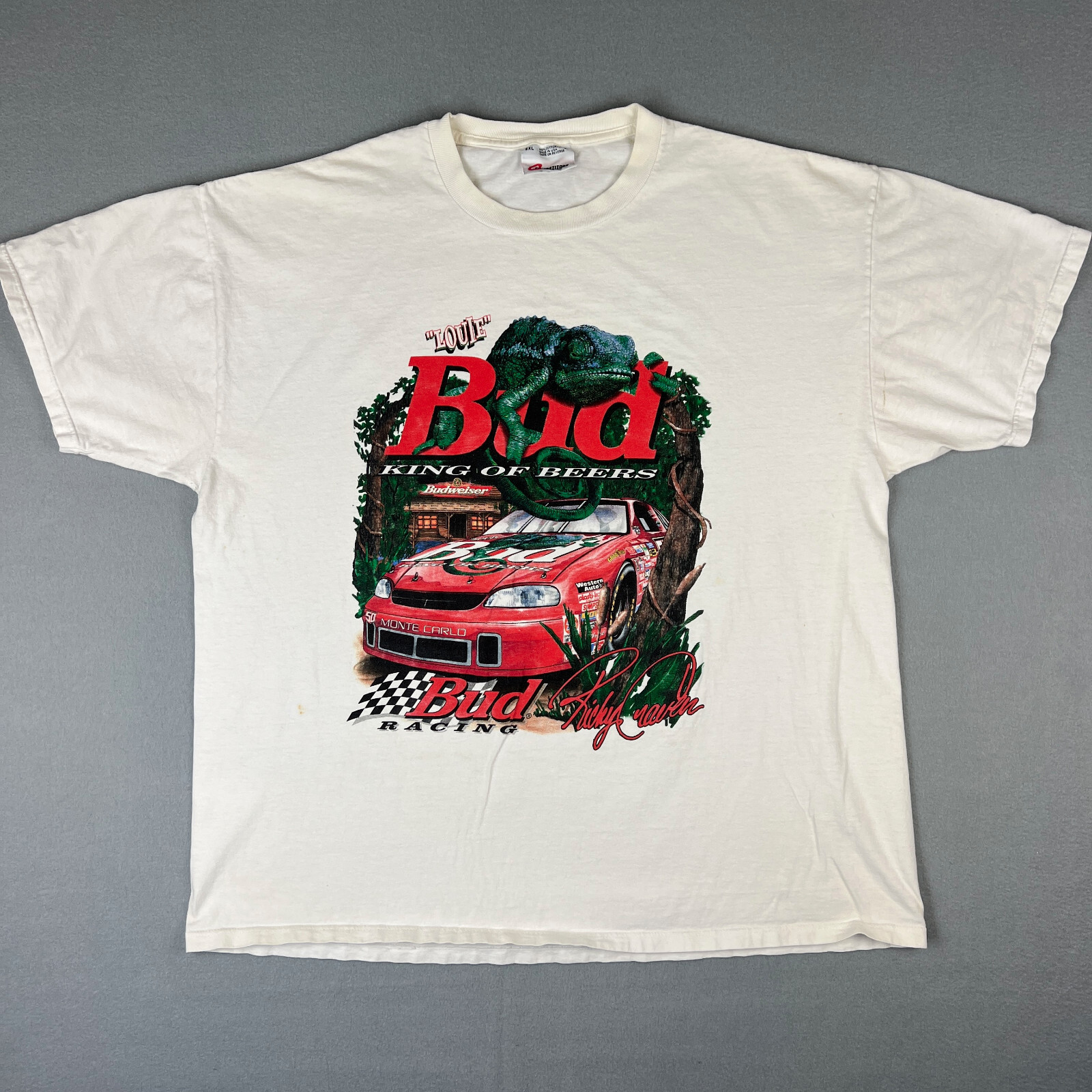 VTG Ricky Craven Budweiser Racing T Shirt 2XL Louie the Lizard 1998 NASCAR Bud