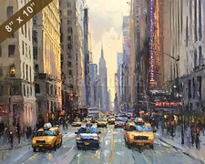 New York with Fifth Avenue oil painting 8x10 Print
