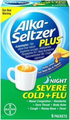 Alka-Seltzer Plus Night Cold & Flu Honey Lemon 6 Packets   Severe Symptom Relief