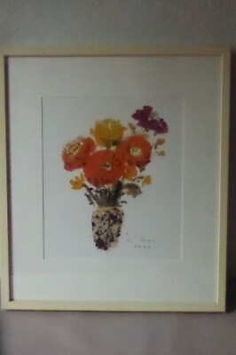 S6 -  Prof. Wilhelm Geyer 1963 Blume Sezession hinter Glas - 41  x 25 cm