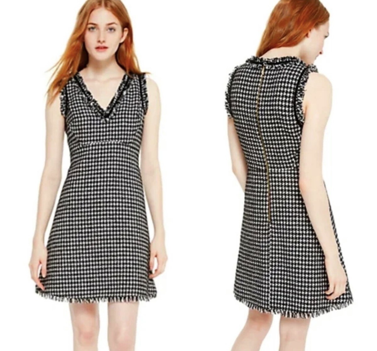 womens tweed holiday dress Women's Kate Spade New York Houndstooth Dress, Size 2 50s vintage