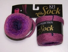 2 matched 50gm balls of KFI PAINTED SOCK Superwash Wool yarn #109 WINE VALLEY