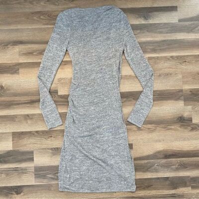 aritzia silver dress Size L Aritzia Wilfred Free Velvet Silver Grey Midi Dress