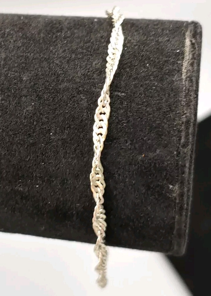 Vintage Silver Toned Twisted Chain Bracelet 8in long 3mm | eBay
