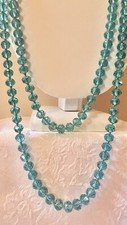 Vintage Art Deco Style Faceted Turquoise Colored Glass Infinity Necklace 28 Inch