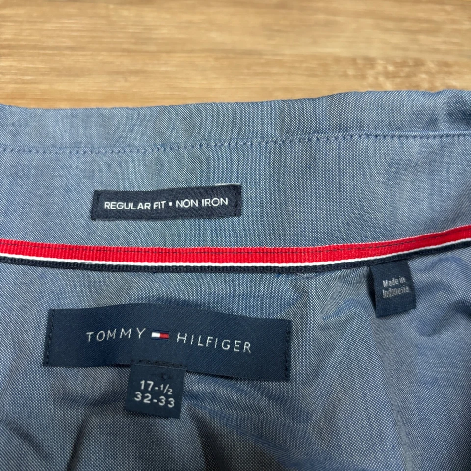 Tommy Hilfiger Shirt Mens 17.5 32/33 Non Iron Regular Fit Button Down - Image 4 of 4