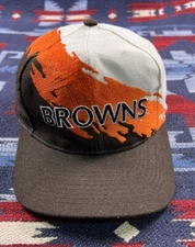 Vintage Cleveland Browns Splash Snapback Hat Cap NFL Pro Line Logo Athletic 90s