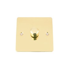 10 Amp 2 Way Push On/Off Dimmer Switch 400W (Max) Polished Mirror Brass FLAT