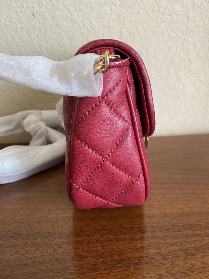 Michael Kors Fulton Small Flap Quilted Leather Crossbody Bag Cherry - Image 2 of 4