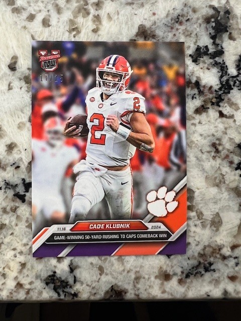 2024-25 BOWMAN U NOW PURPLE PARALLEL CARD 17/25 CLEMSON TIGERS CADE KLUBNIK #42