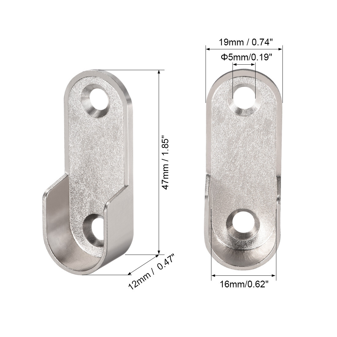 Uxcell Wardrobe Hooks - 10pcs Stainless Steel Tube Rod Hangers For Clothes, Coats, Handbags, Fits 16mm Diameter Rods