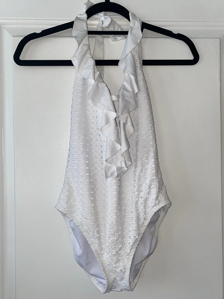Traje de baño Lilly Pulitzer Nevis Halter de una pieza Resort blanco ganchillo talla 0 Foto 4 de 4