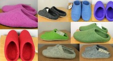 VERA LANA FATTA A MANO hippy feltro casa interno scarpa calda mulo ciabatte infradito FS1