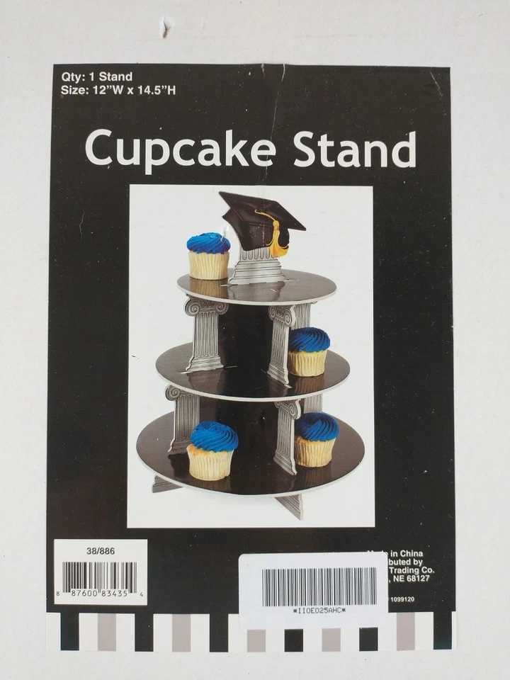 Soporte para cupcakes de graduación 3 suministros para fiestas soporte para golosinas 12" x 14,5" astilla y negro Foto 2 de 4