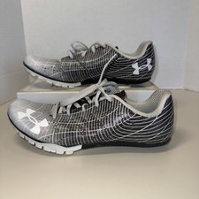 Under Armour Shoes Men 10 Gray  White Kick Sprint Track Spikes Training