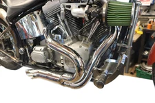 Chrome Wyatt Gatling 2 into 1 Exhaust Pipe Header Kit fits Harley Davidson